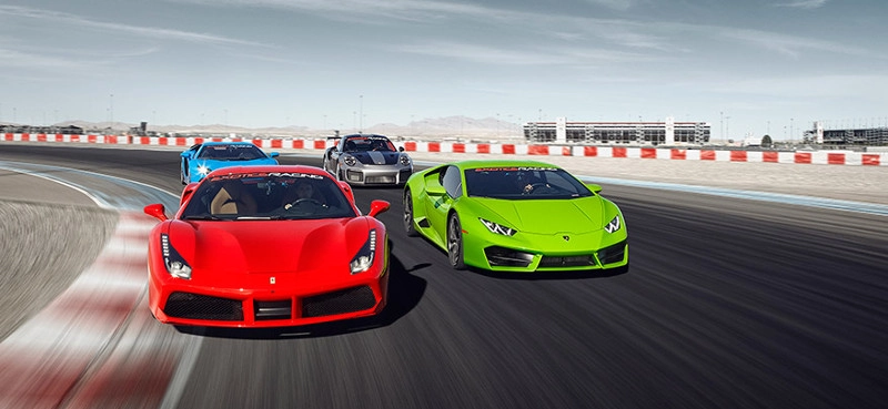 Supercars on a racetrack
